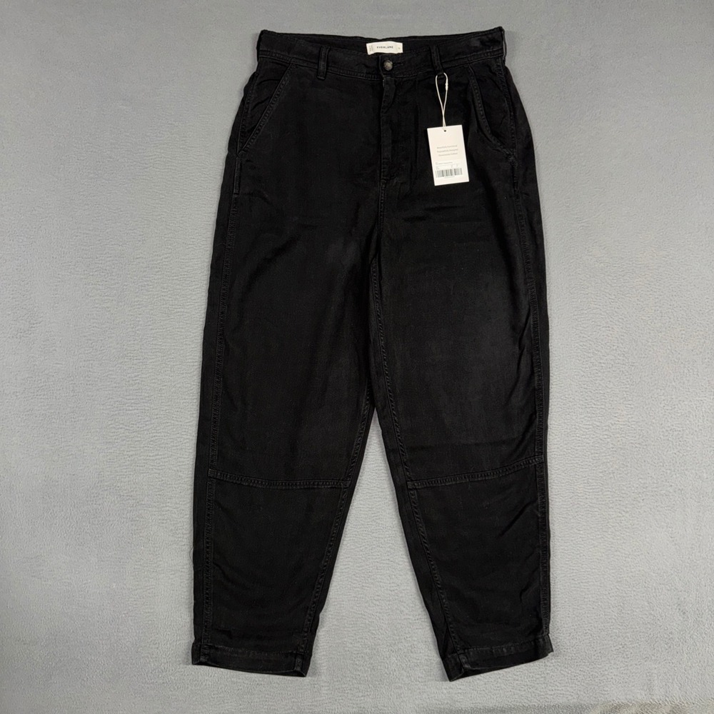 Everlane Pants Womens 10 Black High Rise Tapered Leg Relaxed Chino Tencel NWT